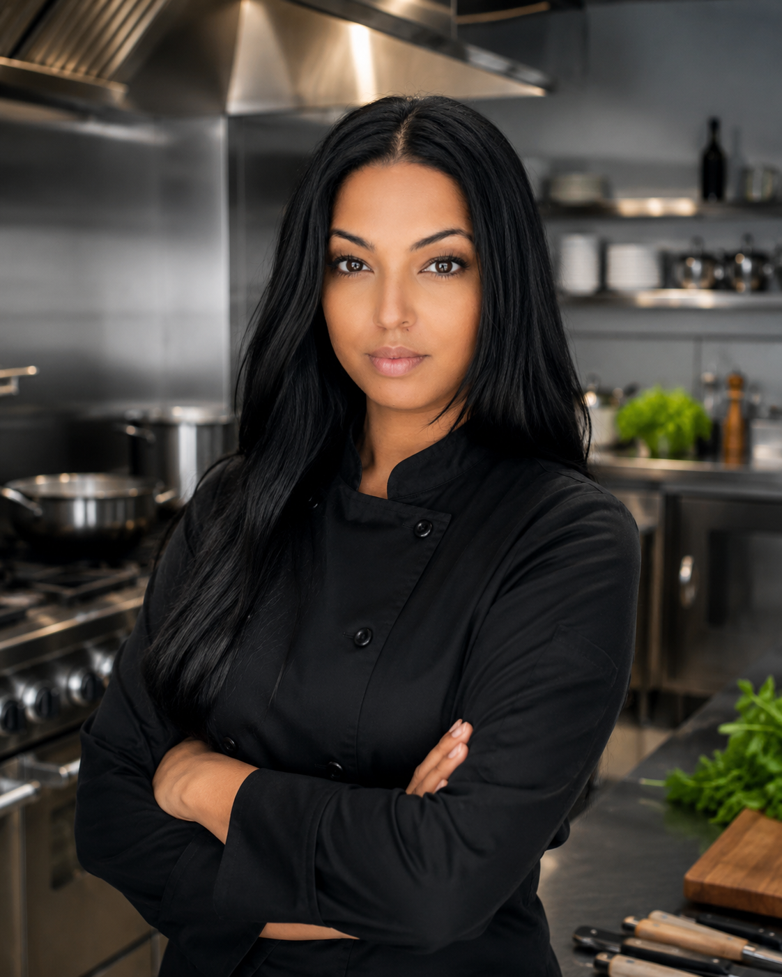 Chef Nic in her chef jacket